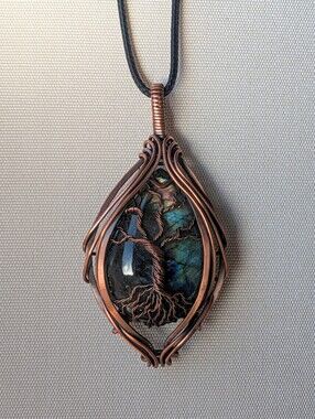 Labradorite Tree of Life Pendant | Handmade | Copper Wire Wrapped